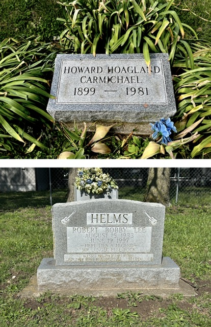 The graves of Hoagy Carmichael and Bobby Helms.  Photos taken by and the property of FourWalls.