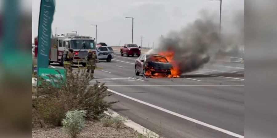 Firefighters putting out a fire in Phoenix Arizona in April