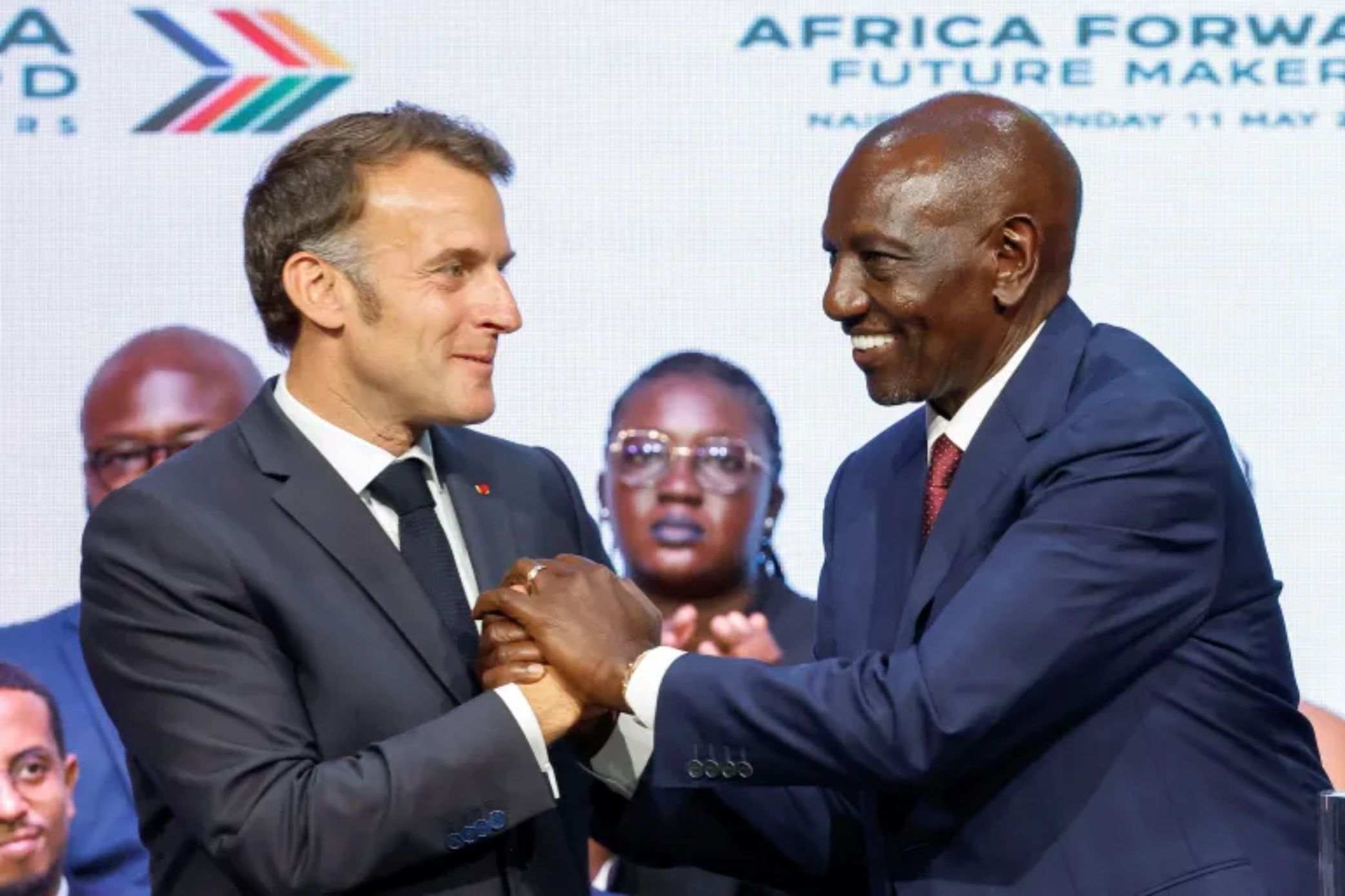 Presidents William Ruto of Kenya and Emmanuel Macron of France during the Africa Forward Summit in Nairobi. Source: Aljazeera. Presidents William Ruto of Kenya and Emmanuel Macron of France during the Africa Forward Summit in Nairobi. Source: Aljazeera.
