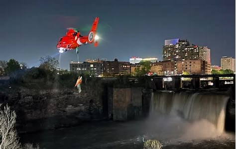USCG helicopter rescues a person who was trapped in an island in High Falls NY USCG helicopter rescues a person who was trapped in an island in High Falls NY