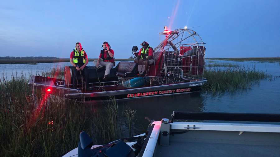 Rescue crews near Charleston South Carolina look for an abandoned jet ski Rescue crews near Charleston South Carolina look for an abandoned jet ski