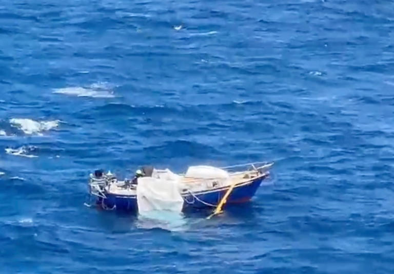 Sailboat in the Pacific Ocean that needed to be rescued by the USCG in Oregon Sailboat in the Pacific Ocean that needed to be rescued by the USCG in Oregon