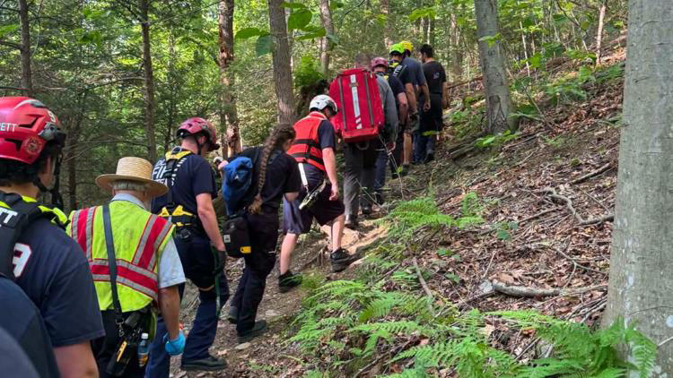EMS employees rescue an injured hiker in York County Pennsylvania EMS employees rescue an injured hiker in York County Pennsylvania