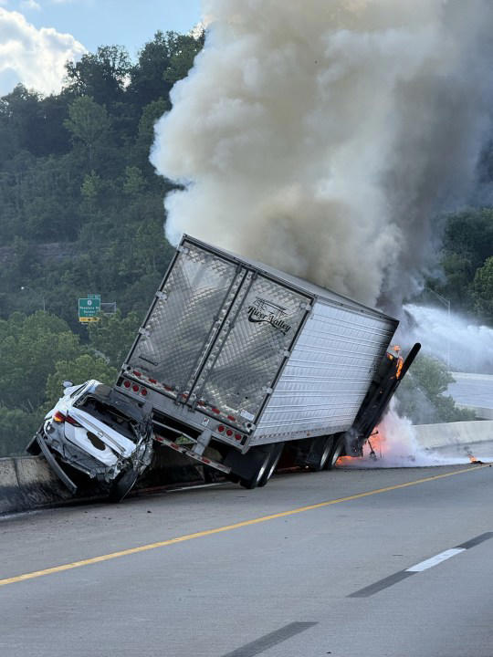 Tractor trailer accident in South Charleston West Virginia