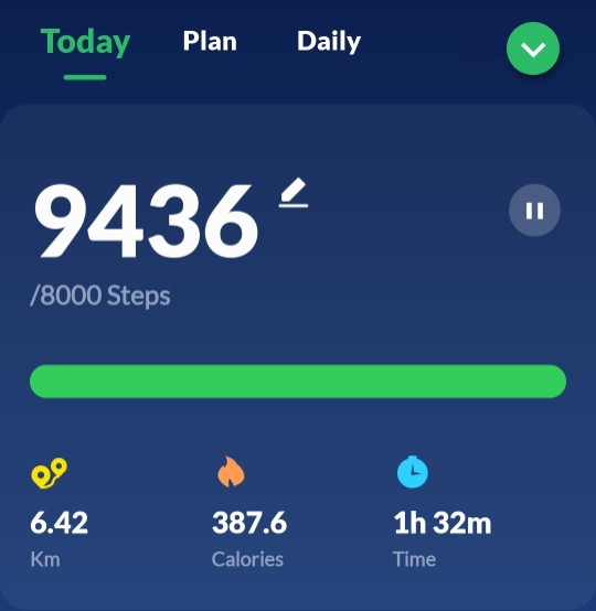 Walking exercise completed Walking exercise completed