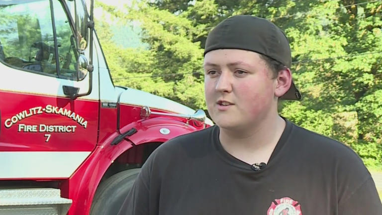 Volunteer firefighter Charlie Bliss pictured in Ariel Washington