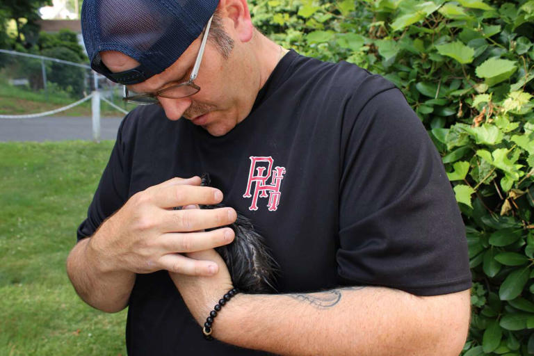 Rocky Hill Connecticut firefighter rescue a kitten trapped inside of a pipe 