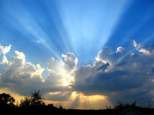 Sky - Bright sky with white clouds.