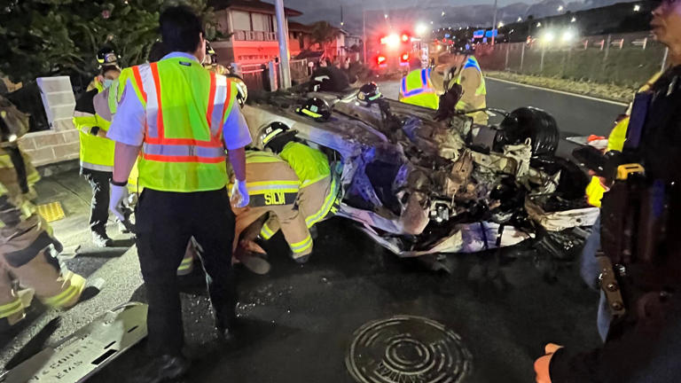 First responders rescue a male accident victim in Kahili Hawaii First responders rescue a male accident victim in Kahili Hawaii