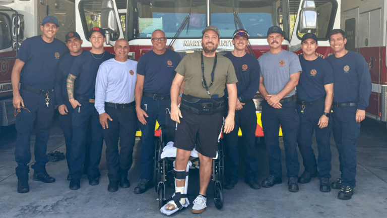 Taylor Cantin meets his firefighters heroes in Martin County Florida to thank them Taylor Cantin meets his firefighters heroes in Martin County Florida to thank them