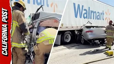 Firefighters in Southern California extricate a driver who was involved in an accident
