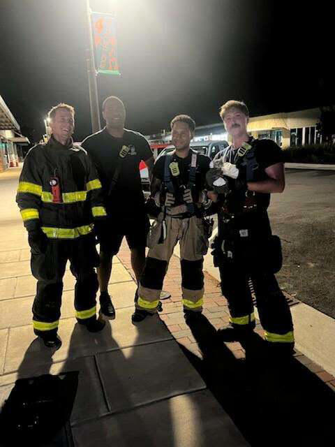 Firefighters in Jacksonville North Carolina rescue a kitten who was in a storm drain