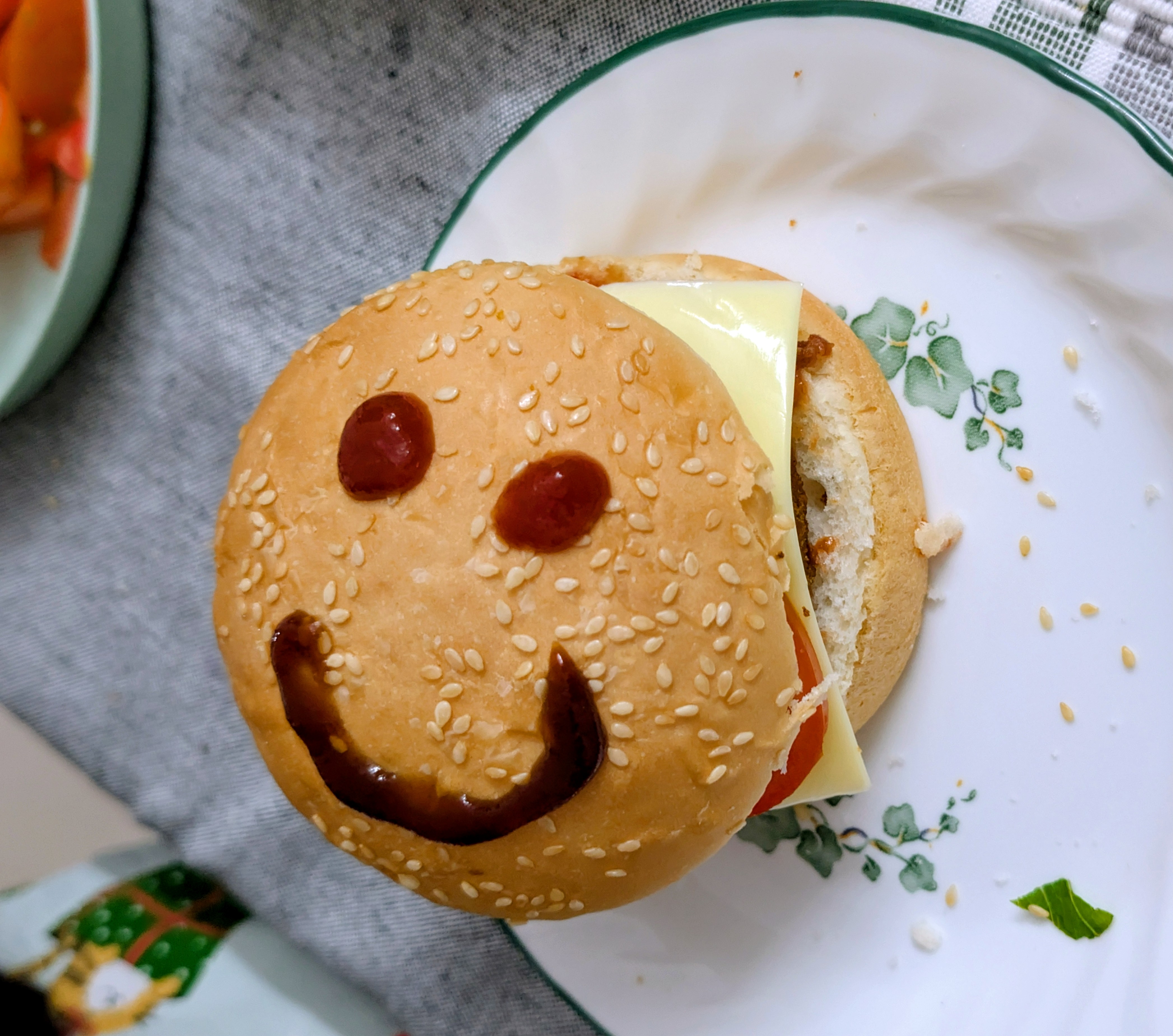 A smiley burger A smiley burger
