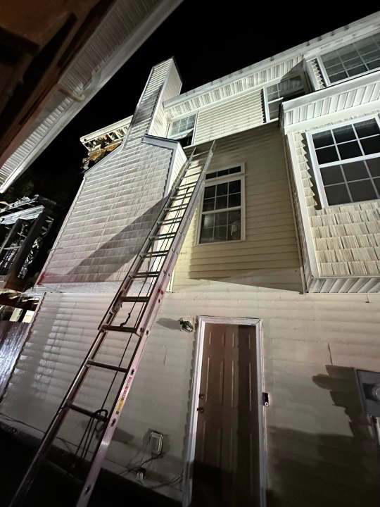 Firefighters in Suffolk Virginia battle a three-alarm fire on Sunday morning. Firefighters in Suffolk Virginia battle a three-alarm fire on Sunday morning.