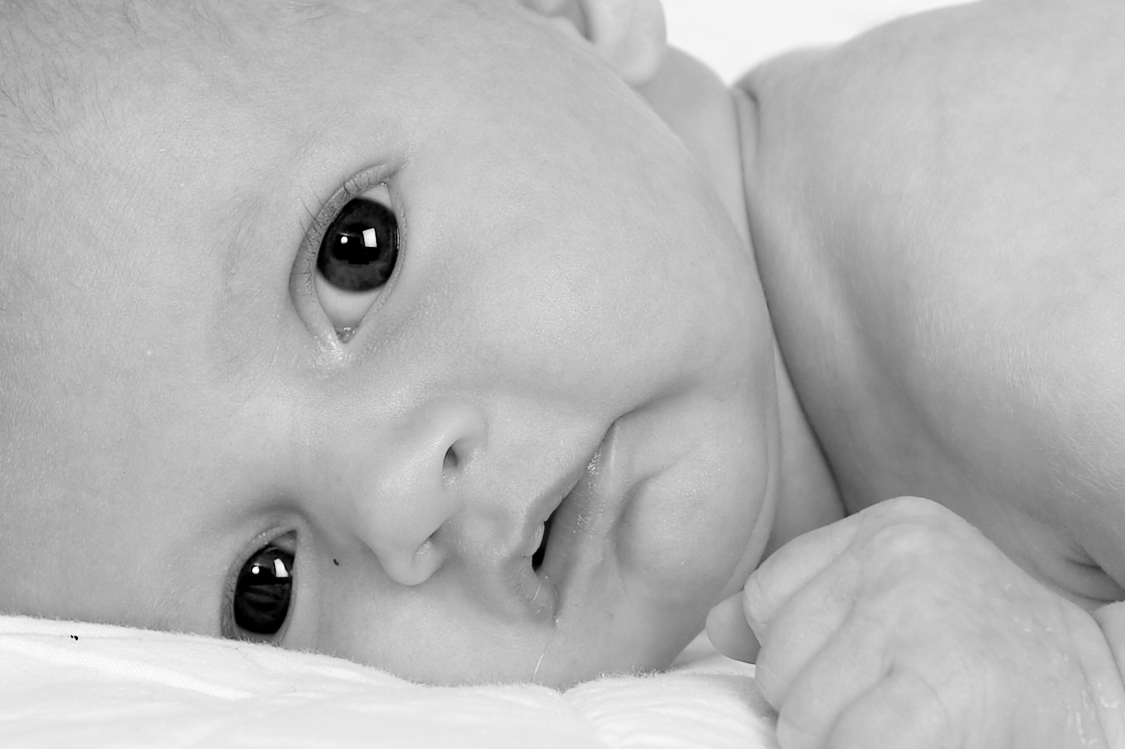 Family - this image was shot of my friends grandchild at my house. I used lighting and turned the image into black and white using photoshop.