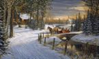 Sleigh Ride - country winter scene with sleigh