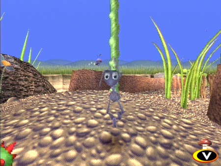 A Bug's Life - A Bug's Life Of all the various types of games, the 3D platform game may just be the hardest to pull off. In 2D platform games, the developers restrict your options and guide you along a predetermined path that can mask flaws in the game. In fighting, driving, and sports games, the pure adrenaline of playing can mask many shortcomings. In role-playing games, a sense of scale and adventure can help cover up bad graphics or nonsensical puzzles. But when you pop in a 3D adventure game, you have the luxury of exploring every nook and cranny of a game; in fact, there's no other way to play a true 3D game except to leave no stone unturned. A developer has the opportunity to shock you with the detail, beauty, and scope of his creation. On the other hand, if a 3D game is flawed, it is there in all its misery for you to uncover. In the worst 3D games, you are a free-roaming guest in a world that you would never, ever want to visit.