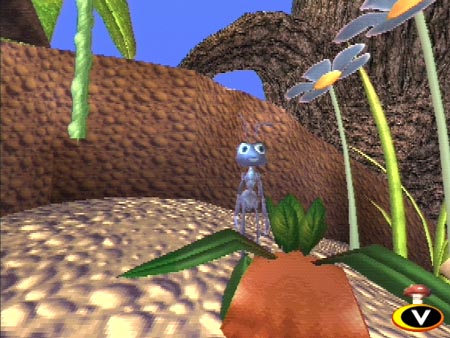 A Bug's Life - A Bug's Life Of all the various types of games, the 3D platform game may just be the hardest to pull off. In 2D platform games, the developers restrict your options and guide you along a predetermined path that can mask flaws in the game. In fighting, driving, and sports games, the pure adrenaline of playing can mask many shortcomings. In role-playing games, a sense of scale and adventure can help cover up bad graphics or nonsensical puzzles. But when you pop in a 3D adventure game, you have the luxury of exploring every nook and cranny of a game; in fact, there's no other way to play a true 3D game except to leave no stone unturned. A developer has the opportunity to shock you with the detail, beauty, and scope of his creation. On the other hand, if a 3D game is flawed, it is there in all its misery for you to uncover. In the worst 3D games, you are a free-roaming guest in a world that you would never, ever want to visit.
