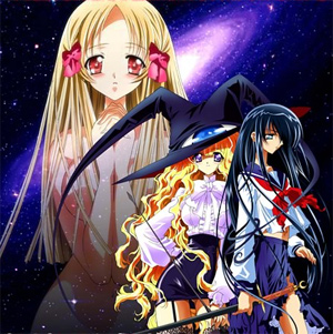 Yami to Boushi to Hon no Tabibito Traveller of dar - Based on the H game with the same name by ROOT, it can be quite confusing if you haven`t played the game.  Hatsuki is a highschool student living alone with her classmate, Hatsumi, who she has a huge crush on. On Hatsumi`s 16th birthday, she is suddenly surrounded by green light and disappears in front of Hatsuki. She manages to follow Hatsumi with the help of a being resembling a fat chick (literally), ending up in a place called the Great Library, which is full of different worlds stored in books. Hatsumi wasn`t there, though, so the search for Hatsuki`s great love begins and involves travelling from book to book. ..
