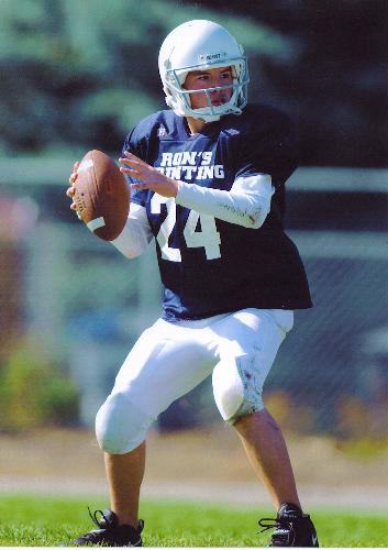 My older son - Zach getting ready to make the pass...