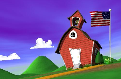 Church flag - An america flag and church