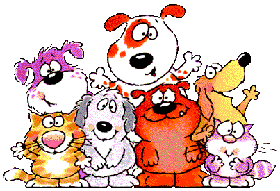dogs - A group of dogs waving.