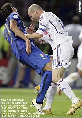 zidane headbutt - zidane after head butting