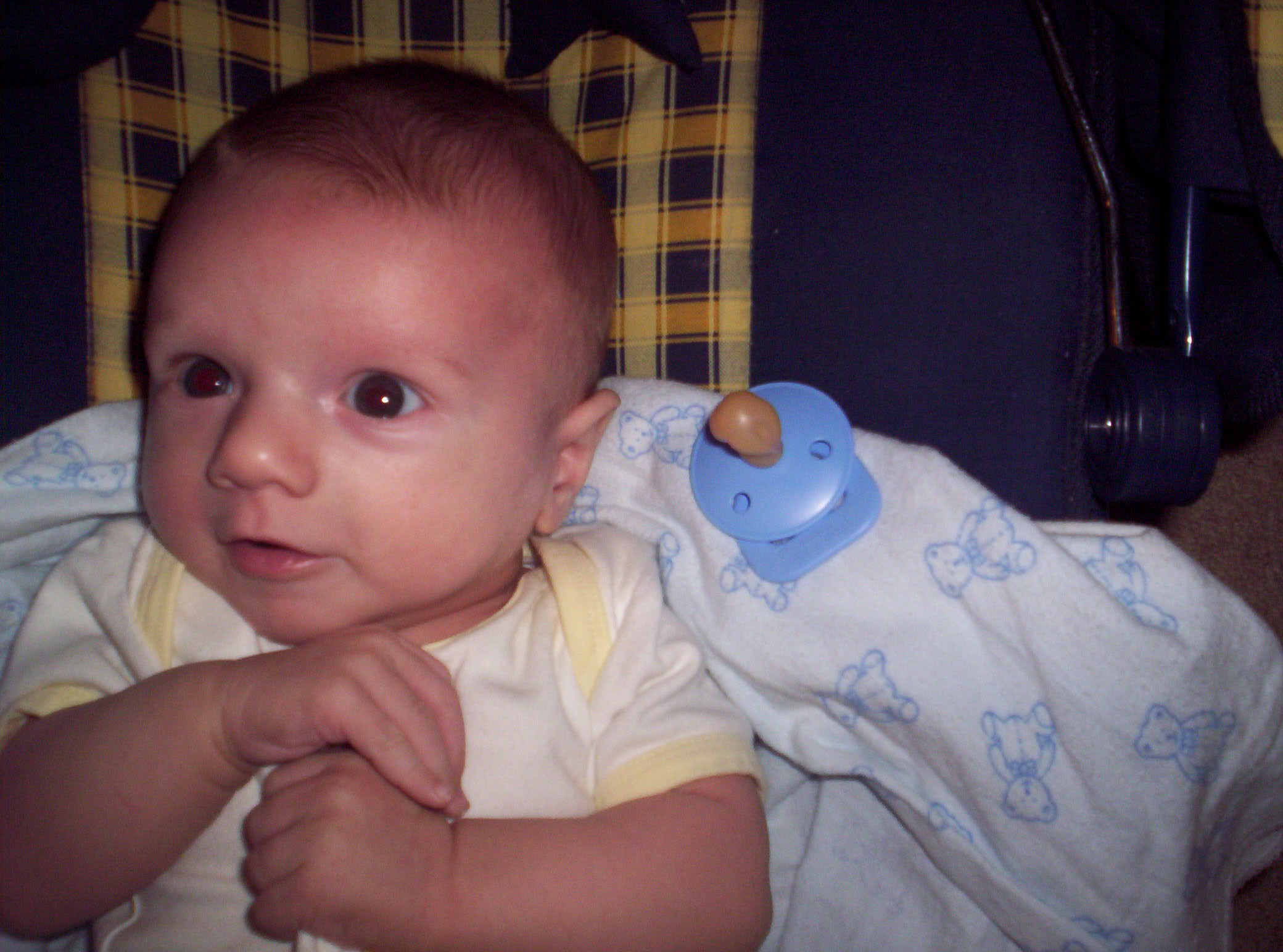 Kai Douglas - Okay so its another photo of my special and absolutely beautiful son Kai. He is just too cute... I love this picture I just think he looks so sweet and cute and cheeky, like hes clutching his jands together and pleading with his eyes, look at me, look at me... Love him to bits...