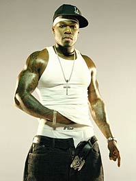 50 Cent - Curtis James Jackson III (born July 6, 1975) is a rapper commonly known by his rap name 50 Cent and recognized by the nicknames Fifty Cent and Fiddy Cent. He rose to fame following the success of his albums Get Rich or Die Tryin' and The Massacre. 50 Cent achieved multi-platinum success with both albums, selling around 22 million albums worldwide. He is known for his 'gangsta' image, and for having been shot at nine times and surviving. 50 Cent currently resides in Farmington, Connecticut; he purchased the former mansion of boxing star Mike Tyson.  Curtis James Jackson III grew up in neighborhood known as South Jamaica, located in Queens, New York. Under poverty-stricken circumstances, his mother was murdered in her home in a failed drug deal which led to the rapper being raised by his grandparents. Immersed in the drug trade, the rapper began hustling his native neighborhood under the name of 'Boo Boo.' This reputation helped build 50 Cent a large following in New York before ever signing a major record deal.  Jam Master Jay of Run-DMC detected talent in the rapper and signed him to his label, for a brief time. His first official appearance on a song was on the group Onyx song, 'React', off their album 'Shut 'Em Down' in 1998. After leaving Jam Master Jay, 50 Cent began working with hip-hop producers the Track Masters. While signed to Columbia Records, his career took off after the release of the successful, but controversial single 'How to Rob'. This single was an ode to robbing a number of industry rappers. The next single, 'Ghetto Qur'an', led to a feud with a drug kingpin known as Kenneth 'Supreme' McGriff, founder of a gang known as the 'Supreme Team.' The song goes indepth about the business of the drug trade and exposed the names of many in the business. The debut album Power of the Dollar was shelved due to the controversies surrounding the rapper, and also led to the infamous shooting and feuds with numerous rappers affiliated with McGriff.  After releasing mixtapes independently, Eminem showed interest in working with the rapper. When Eminem brought this to Dr. Dre's attention, it contributed to 50 Cent signing a deal with Interscope Records. 50 Cent was also the first to sign onto a joint effort between Eminem's Shady Records and Dr. Dre's Aftermath Entertainment. Under Interscope, the label marketed 50 Cent as the 'real deal'. The rapper's appearances on the 8 Mile Soundtrack, with the hit single 'Wanksta' going into heavy rotation on BET, MTV, and many radio stations across the country.