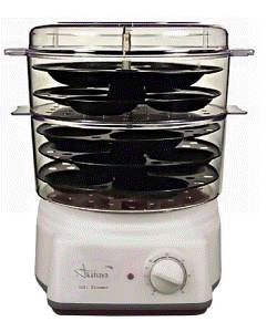 Idly Cooker - Akshaya Idli steamer is an elite kitchen appliance, designed to replace the conventional way of steaming Idlies.  Elegant, Sleek and Convenient Electric Idli Steamer.    No more messy or time consuming conventional preparation of Idlies.    Steam fresh, tasty, hot and soft, a maximum of 20 Idlies at one go.    5 Non-Stick Idli plates, with 4 cavities in each plate.    Idlies are fat free, as the Idli plates do not require greasing of oil or ghee.    Has two transparent chambers in different size, to let you see while cooking.    Choice of using any single chamber or both chambers as per the requirement.    The tiny vents designed on the periphery, allows the excess steam to escape.    No excess moisture builts into the food, there by retaining the original texture of the food.    Fitted with auto shut-off timer with a 'ding' sound to let you know, when it is done.    Designed to release steam periodically, maintaining the required temperature.    Ideal for making idlies with ease for small or big parties.