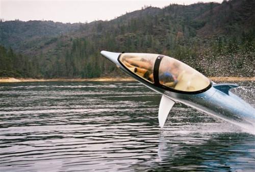 Dolphin Boat - Boats are built for the water, and dolphins are built for the water--but when's the last time you saw a boat built like a dolphin? This homemade single-seat design from a California company called Innespace Productions can travel both on and under the surface of the water. It does tricks, too, from barrel rolls to leaps above the waves.  Credit: Innespace