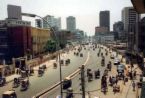 View of a road of Dhaka city - Road of Dhaka, capital city of Bangladesh
