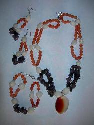 aventurine, agate, amethyst, onyx pendant - natural stone beads