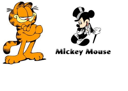 Cartoon - Mickey Mouse & Garfield