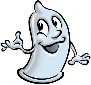 condom - it's an animated condom showing a happy mood and is signalling that if u use him u will also be as happy like him ...