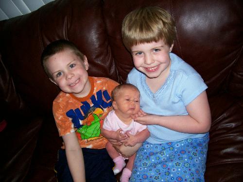 My 3 little beasties - A happy little pic of the newest addition coming home from the hospital :)