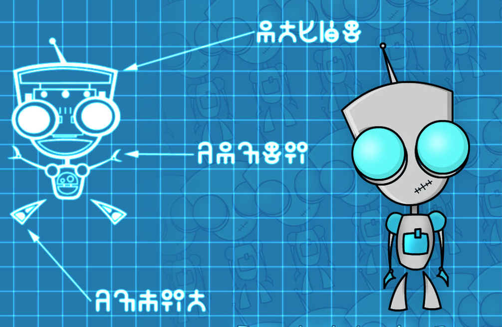 Schematic for GIR - The design blueprints for GIR from Invader Zim