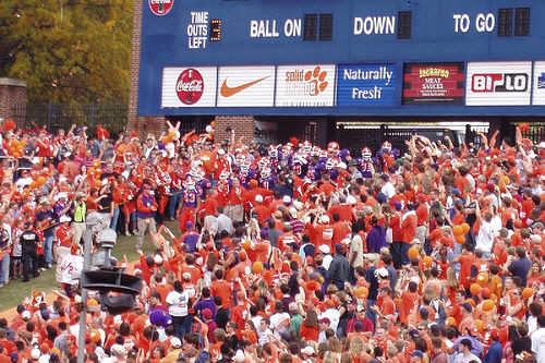 Clemson Tigers HomeComing Game pt. 96 - Another picture of the fans going crazy while running down the hill.