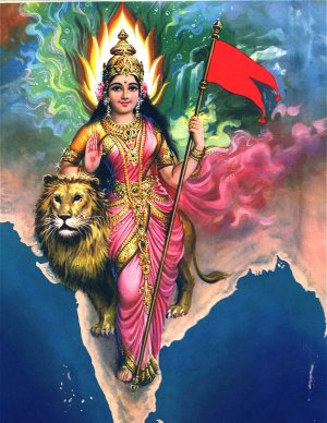 India - Indian people called India as bharatmata.That' why Mata (mother) is showen in Indian map.