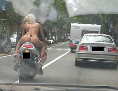 bikini, motorcycle, woman on a bike, hot girl - Girl on the back of a motorcycle on the road in a bikini.  Swimsuit.