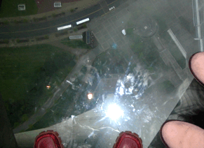 CN Tower, Toronto, Canada (Looking through the gla - Standing on the glass floor of the CN Tower, looking down.