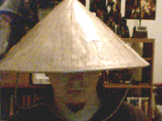 Me in a Rice Farmer Hat - I took this with my webcam. It's me, wearing my rice farmer hat lol.