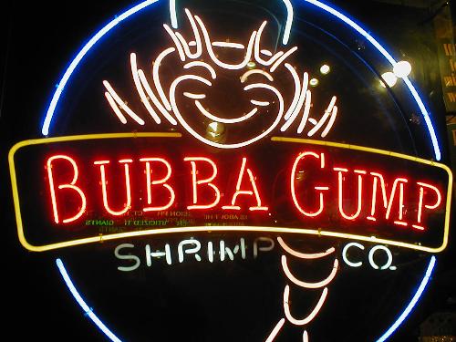 bubba gumps restrant - the big sign out side Bubba Gumps.   It's in NY.city.