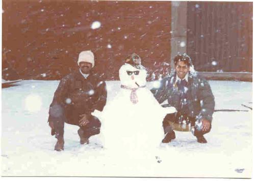 snowman and me - This was way back in 1995. The ship was in Middlesbrough(England) during Christmas time. The port had holidays during that time and we were left with nothing to do. It was snowing and we thought that we make a snowman and enjoy ourselves.