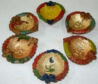 decorated diyas - We light them at night on Diwali day