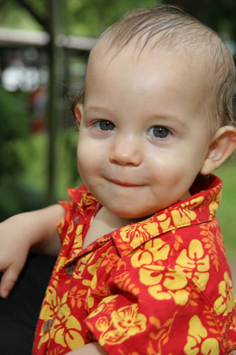 Cute Hawaiian - The cutest boy in the world wearing a Hawaiian shirt.