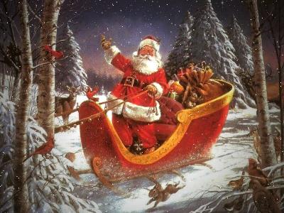 santa - santa in his sleigh in the woods