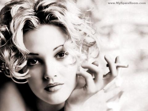 angel having a smoke - drew barrymore; a fallen angel