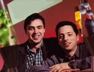 GOOGLE - Larry Page(L) and Sergey Brin®, founders of Google.Google was originally named 'Googol'.After founders (Stanford graduates) Sergey Brin and Larry Page presented their project to an angel investor...they received a cheque made out to 'Google' !...So they kept name as GOOGLE
