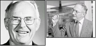 INTEL - Gordon Moore(L) and Bob Noyce® ,founders of Intel.Bob Noyce and Gordon Moore wanted to name their new company 'Moore Noyce'.But that was already trademarked by a hotel chain...So they had to settle for an acronym of INTegrated ELectronics... INTEL